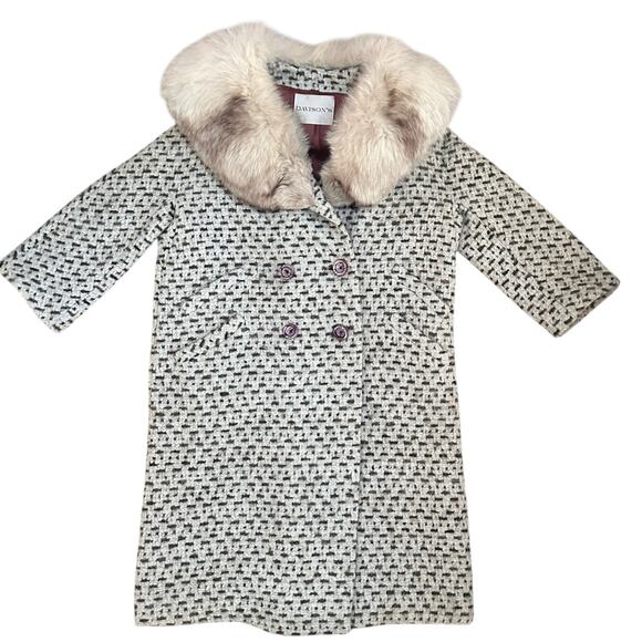 1950s Union Made Jeshiva New York Wool Tweed Coat Fur Collar Davison’s Vintage - Picture 2 of 13